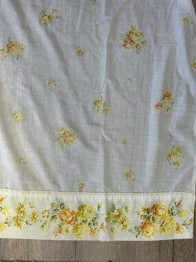 Vintage Full Flat Sheet Yellow Rose Floral Border Cottagecore Bedding